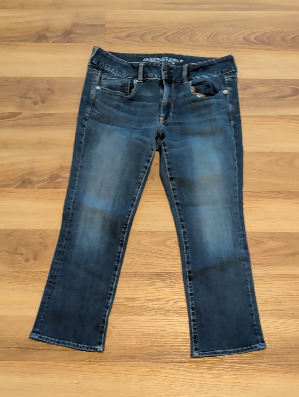 American Eagle Outfitters Women's Blue Artist Crop Stretch Jeans, Size 12